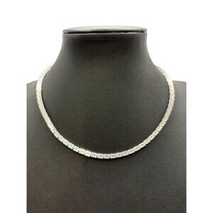 Vintage Vendome Shiny Silver-tone Classic Chain Link Choker Collar Necklace